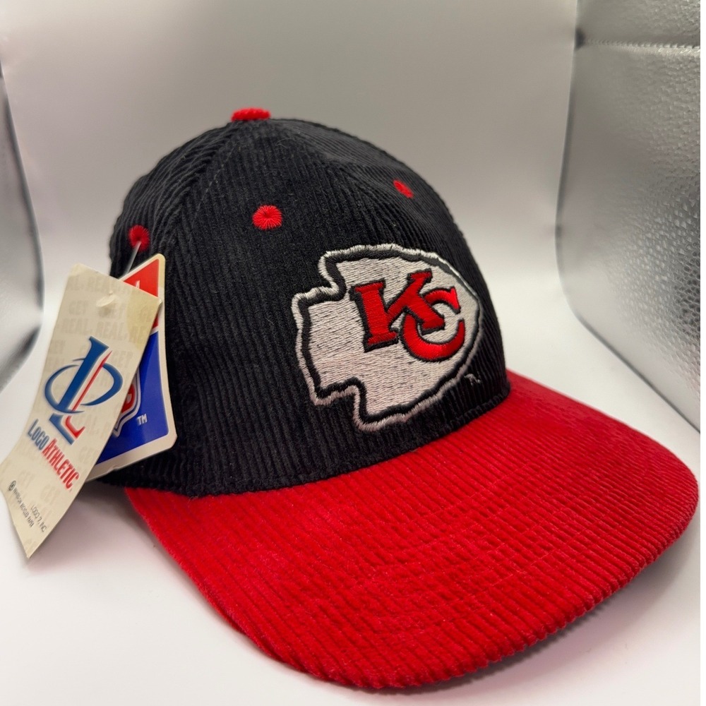 Vintage Kansas City Chiefs Logo Athletic Corduroy Snapback Hat Black Red NWT